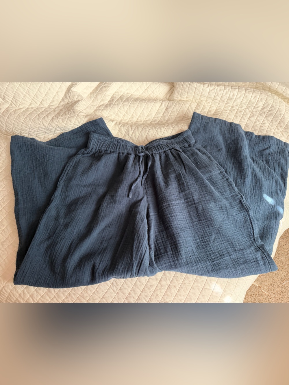 Pact Double gauze organic cotton split him lounge pants medium blue - Picture 2 of 4